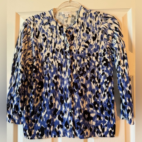 Charter Club Tops - Charter Club Size M Cardigan with shades of blue, black and white.